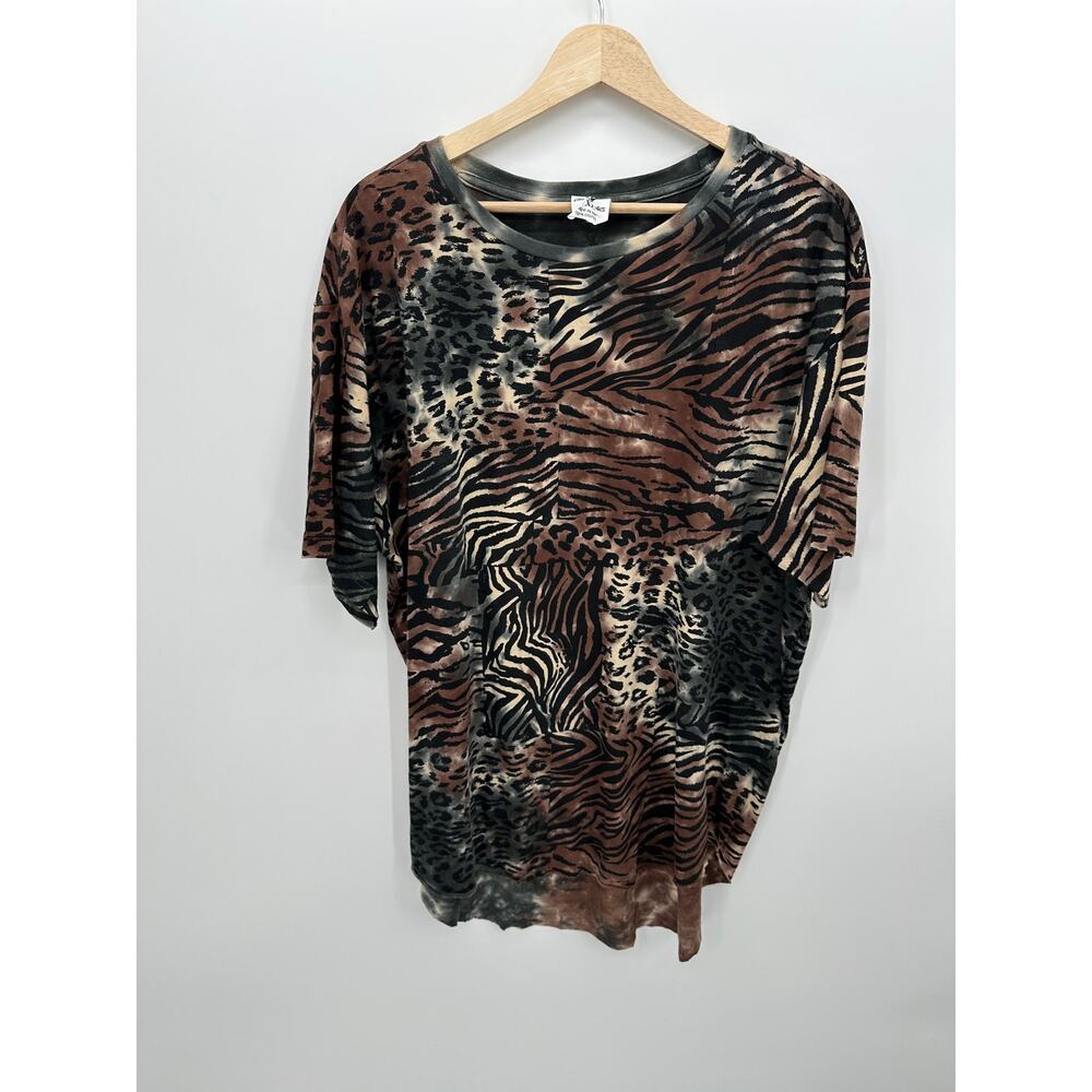 Akademiks Mens Y2K Animal Print Long Lined T-Shirt‎ Sz XL Grunge Streetwear